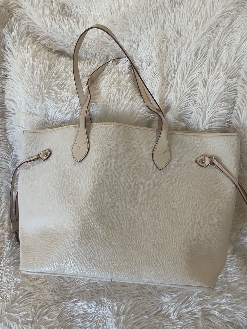 Source Unknown Cream Tote with Double Top Handles